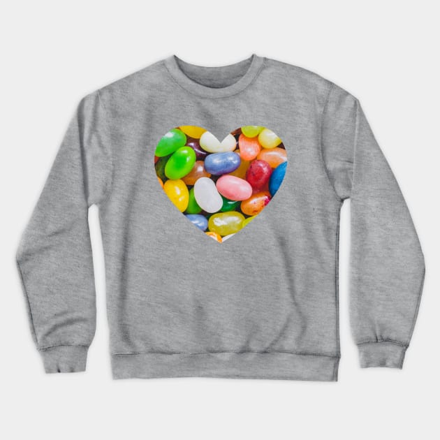 Jelly Beans Candy Photograph Heart Crewneck Sweatshirt by love-fi